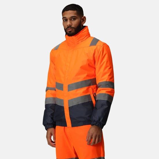 Waterproof Hi-Vis Bomber Jacket - Orange, Yellow