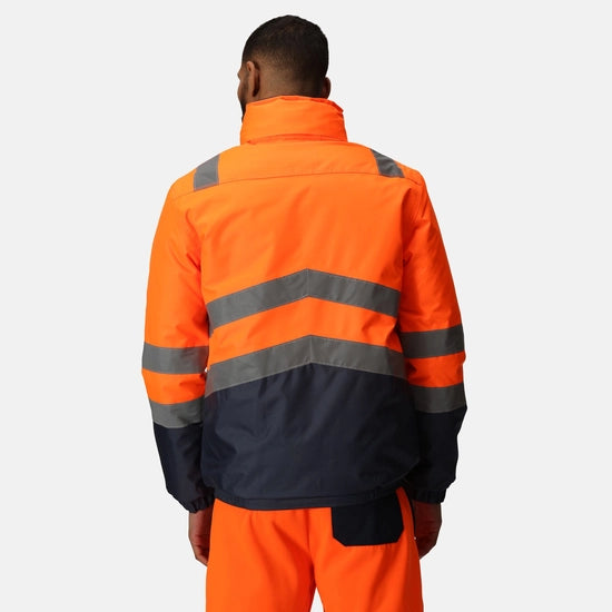 Waterproof Hi-Vis Bomber Jacket - Orange, Yellow
