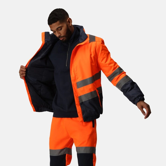 Waterproof Hi-Vis Bomber Jacket - Orange, Yellow