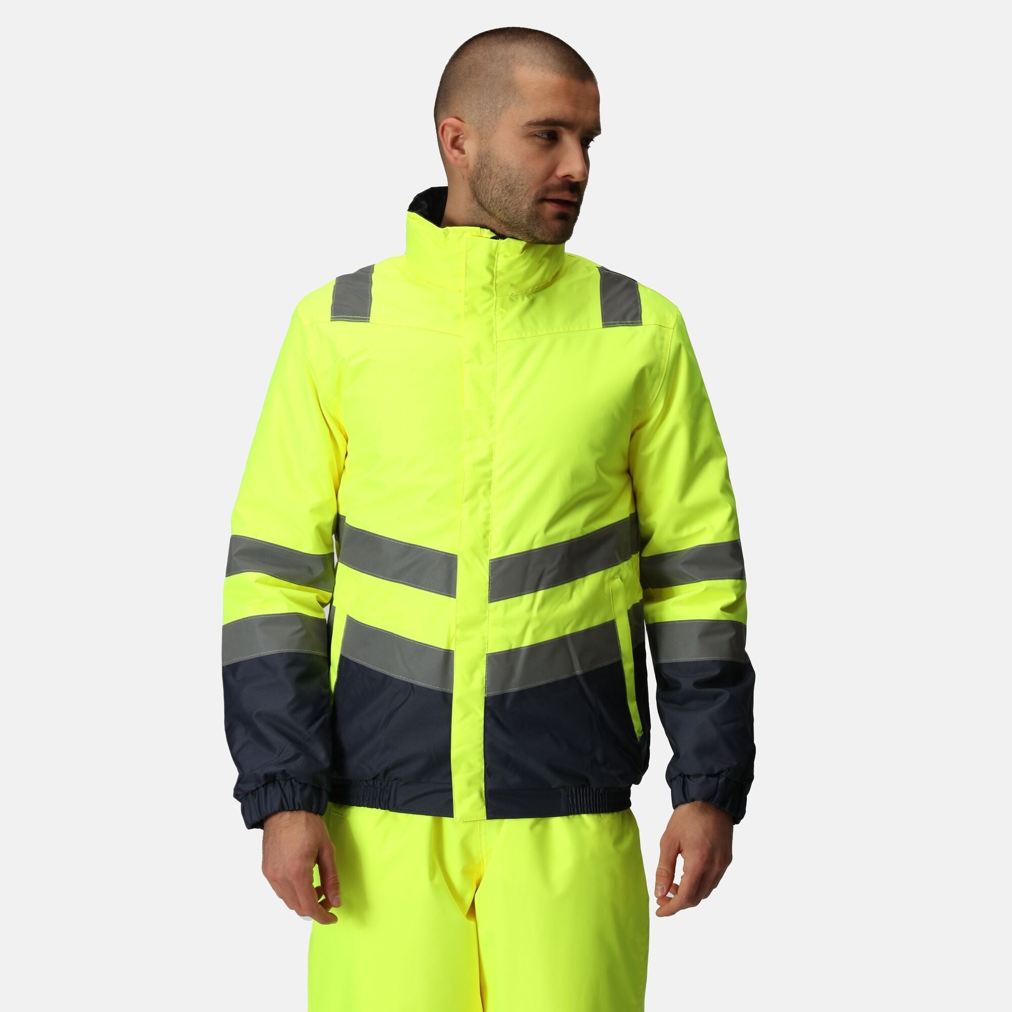 Waterproof Hi-Vis Bomber Jacket - Orange, Yellow