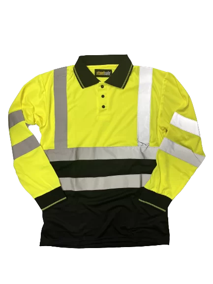 HI-VIS LONG SLEEVE POLO T-SHIRT